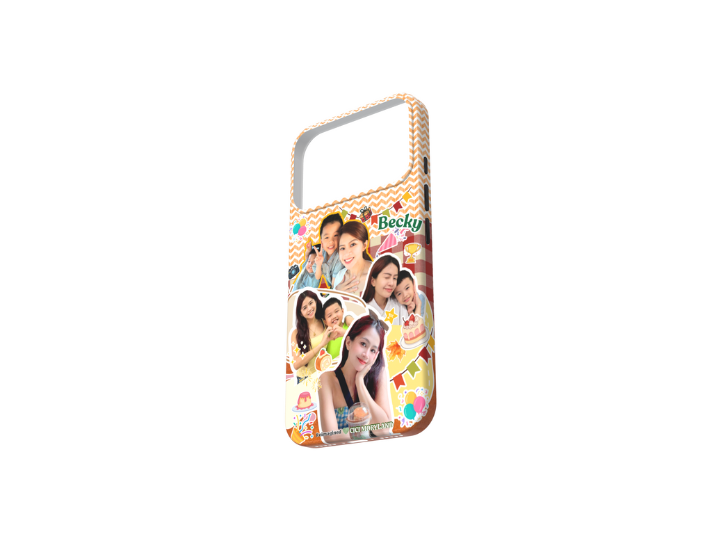 🧡🍊 Orange Party Custom Phone Case – Personalized with 5 Photos | Tough Case / Slim Case