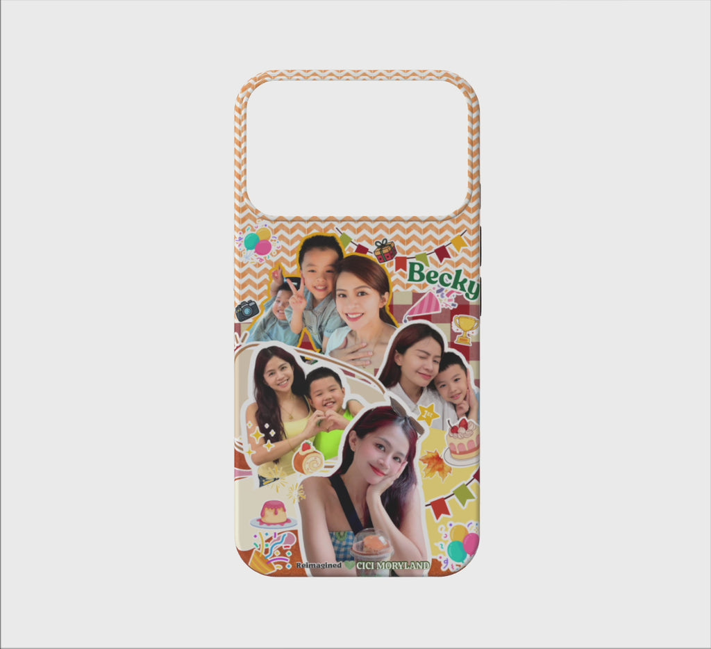 🧡🍊 Orange Party Custom Phone Case – Personalized with 5 Photos | Tough Case / Slim Case