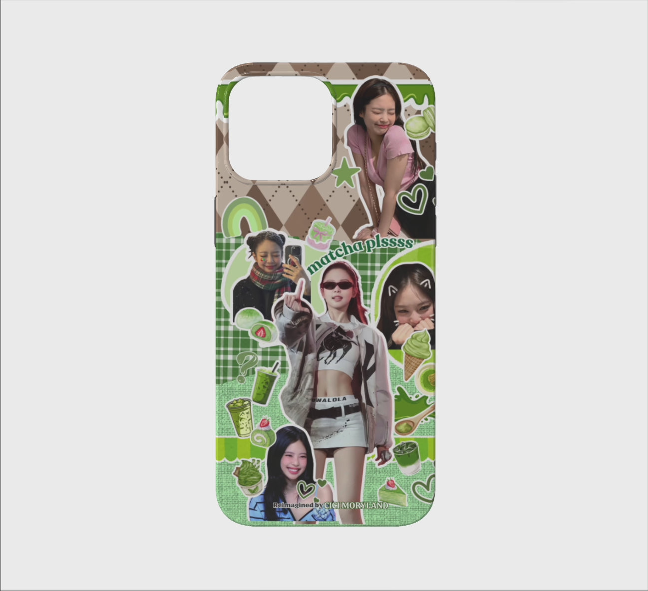 🍵 Green Matcha Custom Phone Case – Personalized with Up to 5 Photos | Tough / Slim Case