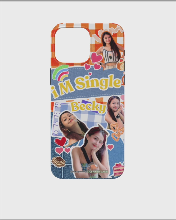 🍊 Valentine Orange Custom Phone Case — “I’m Single” Self-Love Edition | Personalized with 4 Photos | Tough / Slim Case