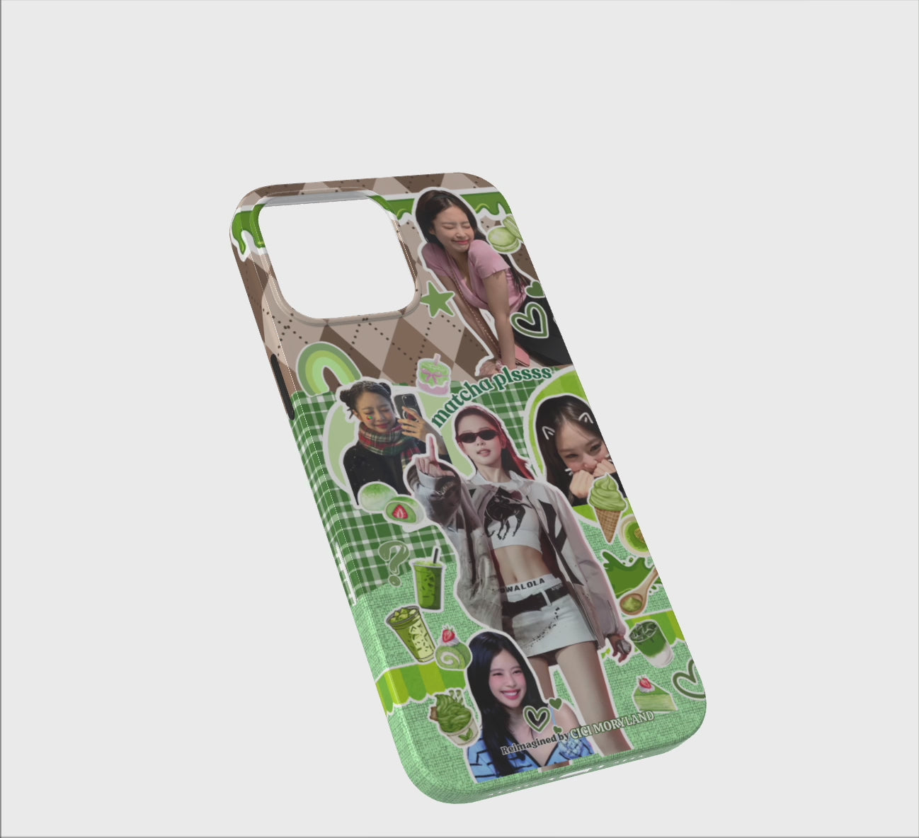 🍵 Green Matcha Custom Phone Case – Personalized with Up to 5 Photos | Tough / Slim Case